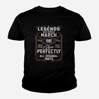 Legends Were Born In March 1981 Youth T-shirt | Crazezy