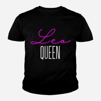Leo Queen Pink Writing Leo Woman Birthday Gift Youth T-shirt | Crazezy AU