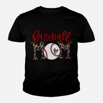Leopard Baseball Mom Game Day Vibes T-Ball Mom Mother's Day Sweatshirt Youth T-shirt | Crazezy AU