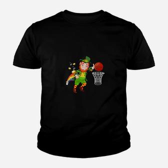 Leprechaun Basketball Shamrock St Patricks Day Irish Youth T-shirt - Monsterry UK