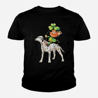 Leprechaun Riding Dalmatian Dog Irish Youth T-shirt - Monsterry AU