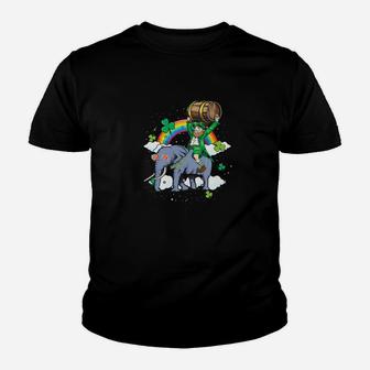 Leprechaun Riding Elephant St Patricks Day Gif Youth T-shirt - Thegiftio UK