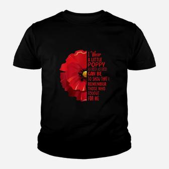 Lest We Forget Red Flower Youth T-shirt | Crazezy