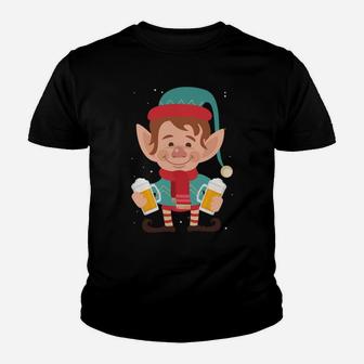 Let's Get Elfed Up Christmas Beer Elf Xmas Drinking Costume Sweatshirt Youth T-shirt | Crazezy DE