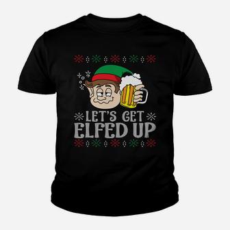 Let's Get Elfed Up Christmas Beer Lover Funny Xmas Sweatshirt Youth T-shirt | Crazezy AU