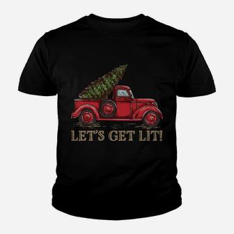 Let's Get Lit Christmas Design - Old Truck With A Xmas Tree Sweatshirt Youth T-shirt | Crazezy UK