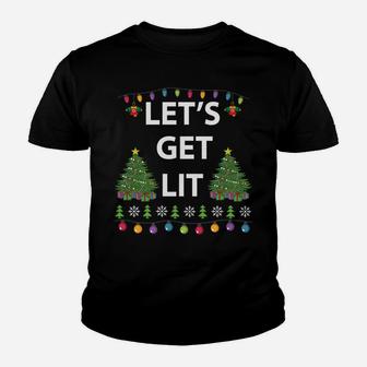 Let's Get Lit Ugly Christmas Sweatshirt Youth T-shirt | Crazezy