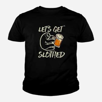 Lets Get Slothed Funny Animal Sloth Beer Pun Humor Youth T-shirt - Thegiftio UK