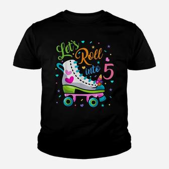 Let's Rolling Into 5 Years Old 5Th Birthday Skating Unicorn Youth T-shirt | Crazezy AU