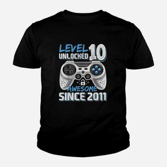 Level 10 Unlocked Awesome 2011 Video Game 10Th Birthday Youth T-shirt | Crazezy DE