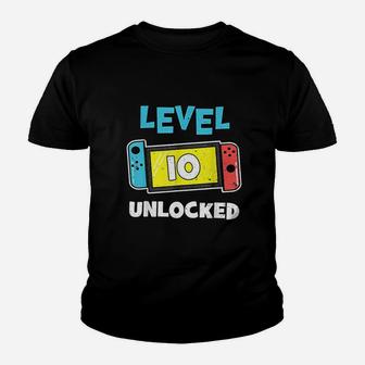 Level 10 Unlocked Gamer 10Th Birthday Gift Video Game Lovers Youth T-shirt | Crazezy AU