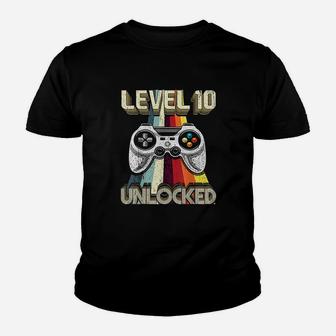 Level 10 Unlocked Retro Video Game 10Th Birthday Gamer Gift Youth T-shirt | Crazezy DE