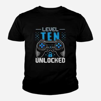 Level 10 Unlocked Video Gamer Youth T-shirt | Crazezy DE