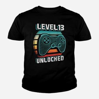 Level 13 Unlocked Retro Video Game 13Th Birthday Gamer Gift Youth T-shirt | Crazezy UK