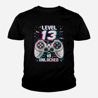 Level 13 Unlocked Retro Video Game 13Th Birthday Gamer Youth T-shirt | Crazezy