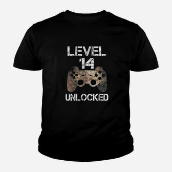 Level 14 Unlocked 14Th Birthday 14 Year Old Gamer Youth T-shirt | Crazezy