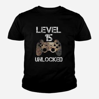 Level 15 Unlocked Youth T-shirt | Crazezy