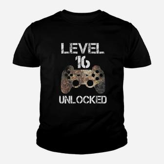 Level 16 Unlocked 16Th Birthday 16 Year Old Gamer Youth T-shirt | Crazezy DE