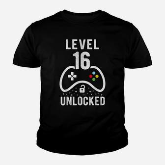 Level 16 Unlocked Video Game 16Th Birthday Gift Youth T-shirt | Crazezy UK