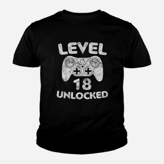 Level 18 Unlocked 18Th Video Gamer Birthday Gift Youth T-shirt | Crazezy DE