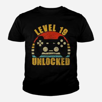 Level 19 Unlocked 19 Years Old Video Gamer 19Th Birthday Youth T-shirt | Crazezy CA