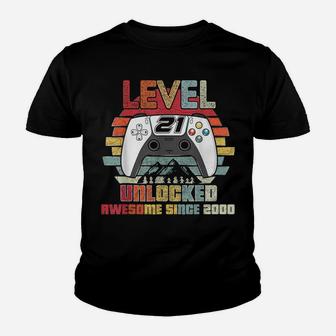 Level 21 Unlocked Video Gamer 21 Years Old 21 Birthday Gifts Youth T-shirt | Crazezy UK
