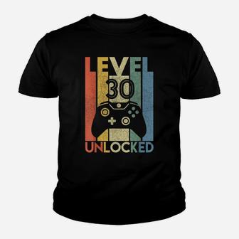 Level 30 Unlocked Shirt Funny Video Gamer 30Th Birthday Gift Youth T-shirt | Crazezy AU