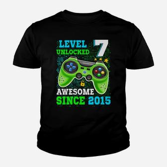Level 7 Unlocked Awesome 2015 Video Game 7Th Bday Party Youth T-shirt | Crazezy