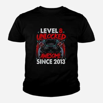 Level 8 Unlocked Awesome Since 2013 Youth T-shirt | Crazezy UK