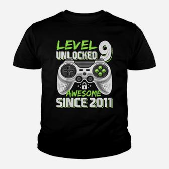 Level 9 Unlocked Awesome Since 2011 Video Game 9Th Birthday Youth T-shirt | Crazezy