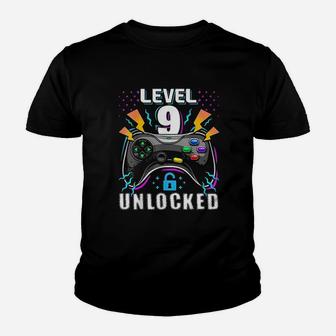 Level 9 Unlocked Video Game Youth T-shirt | Crazezy