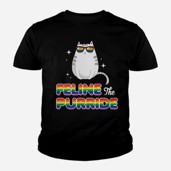 Lgbt Cool Cat Feline The Purride Lesbian Pride Gift Youth T-shirt - Monsterry DE