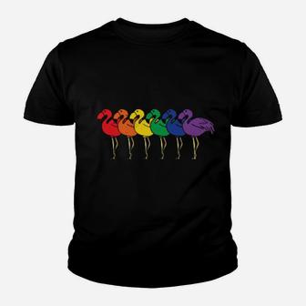 Lgbt Flamingo Rainbow Gay Lesbian Pride Gift Youth T-shirt - Monsterry