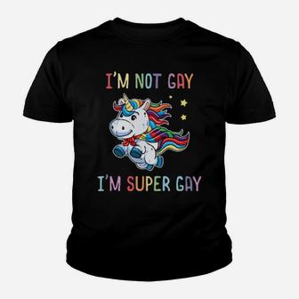 Lgbt Funny Rainbow Unicorn Super Gay Lesbian Pride Youth T-shirt - Monsterry DE