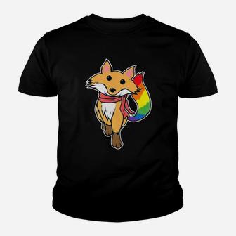 Lgbt Gay Pride Fox Animal Lover Rainbow Fox Youth T-shirt - Monsterry AU