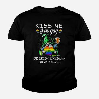 Lgbt Gnome Kiss Me I'm Gay Or Irish Or Drunk Or Whatever Youth T-shirt - Monsterry