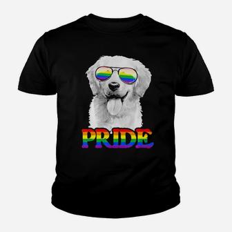Lgbt Golden Retriever Dog Gay Pride Rainbow Flag Lgbtq Gift Youth T-shirt - Monsterry UK