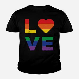 Lgbt Love Rainbow Heart Gay Lesbian Equality Gift Youth T-shirt - Monsterry DE