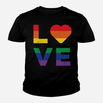 Lgbt Love Rainbow Heart Gay Lesbian Equality Gift Youth T-shirt - Monsterry CA