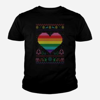 Lgbt Ugly Christmas Sweater Christmas Gay Pride Gift Youth T-shirt | Crazezy