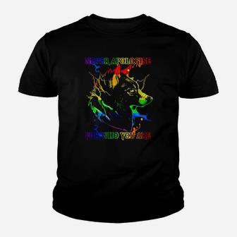 Lgbt Wolf Never Apologise For Who You Are Youth T-shirt - Monsterry