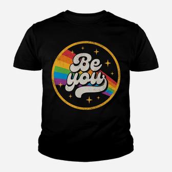 Lgbtq Be You Gay Pride Lgbt Ally Rainbow Flag Retro Vintage Youth T-shirt | Crazezy