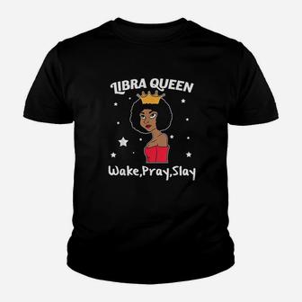 Libra Queen Black Women Afro Zodiac Sign Youth T-shirt | Crazezy CA