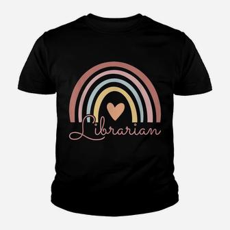Librarian Cute Boho Rainbow Funny Back To School Librarian Youth T-shirt | Crazezy DE