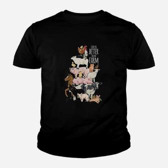 Life Is Better On The Farm Cute Animal Friends Youth T-shirt | Crazezy DE