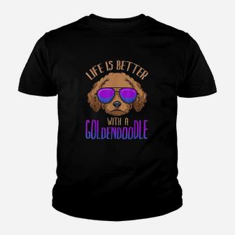 Life Is Better With A Goldendoodle Cute Doodle Dog Youth T-shirt | Crazezy