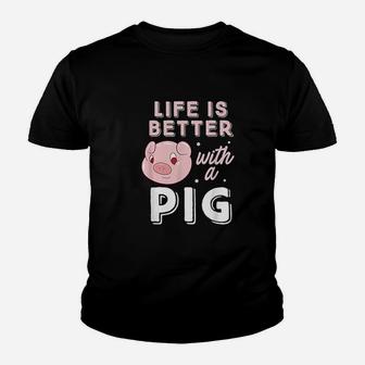 Life Is Better With A Pig Animal Pig Lovers Pigs Youth T-shirt - Thegiftio UK