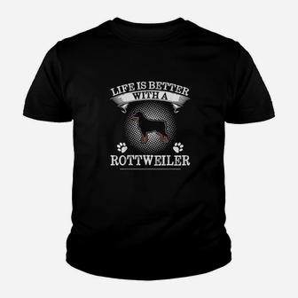 Life Is Better With A Rottweiler Cute Dog Lover Gift Youth T-shirt | Crazezy
