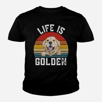 Life Is Golden Shirt Retro Vintage Golden Retriever Cute Dog Youth T-shirt | Crazezy