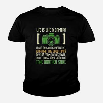 Life Is Like A Camera Focus On What's Important Youth T-shirt | Crazezy CA